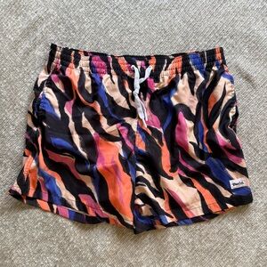 Duvin Swim Trunks Mens Large Abstract Print Lined Shorts Multicolor